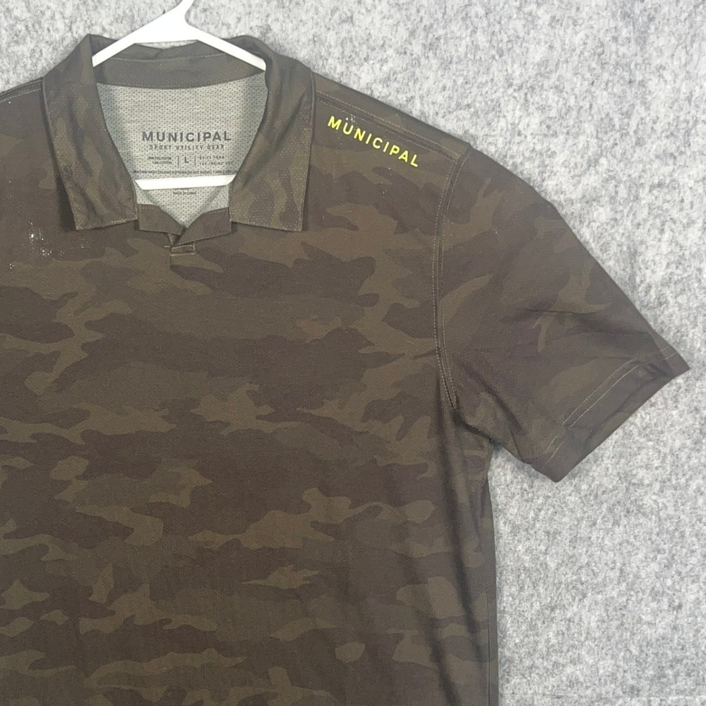 Municipal Sport Utility Gear Men's Camo Polo Shirt Large Olive Green Brown Camo